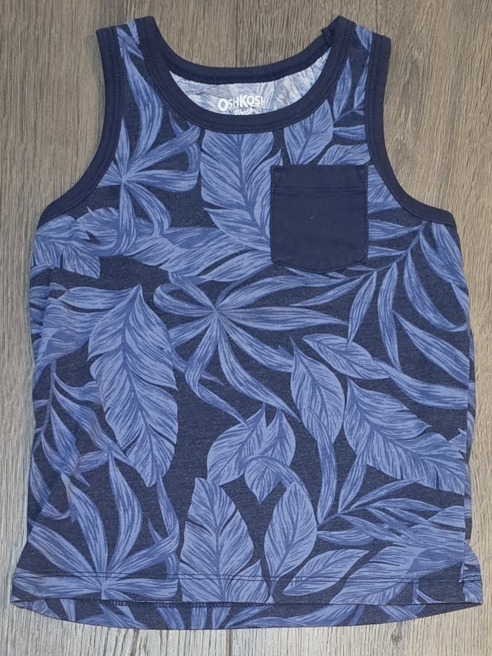 OshKosh B'gosh Navy & Light Blue Leaf-Print Tank Top